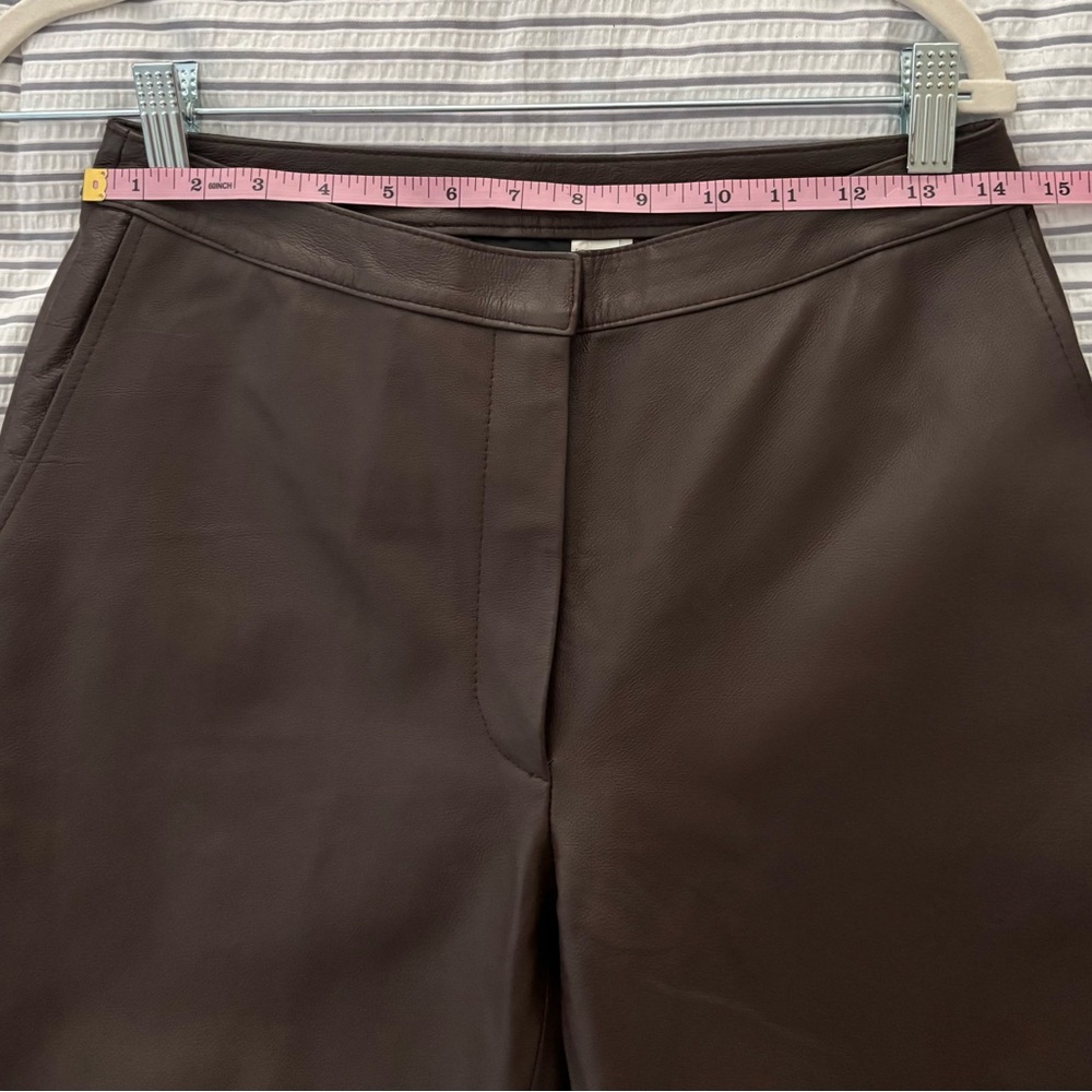 Vintage 100% Genuine Leather Chocolate Brown Bootcut Pants Size 6 - Picture 10 of 17